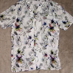 INC International Concepts Button-Down Camp Shirt | Multicolor | XS